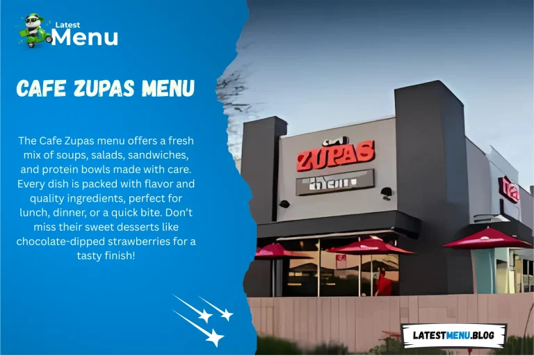 Cafe Zupas Menu